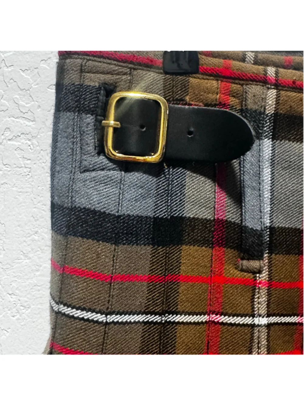 Scottish Kilt Men's 32 Brown Grey Plaid Tartan